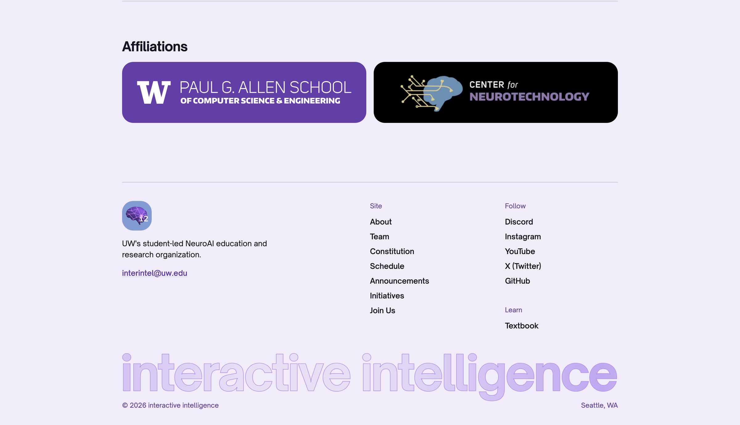 website and branding for uw's neuro/ai club